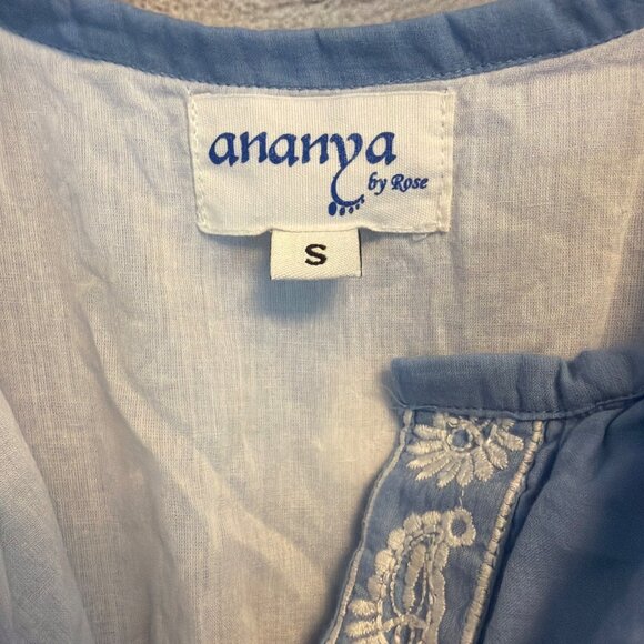 Ananya by Rose Embroidered Maxi Dress With Puff Sleeves Size S - Picture 2 of 3